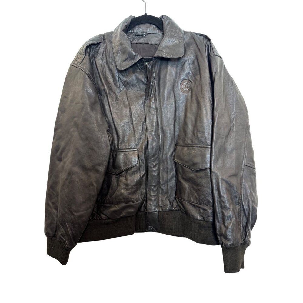 Burks Bay Lambskin Leather Jacket Mens XL Black Full Zip With Ribbed Hem & Cuffs